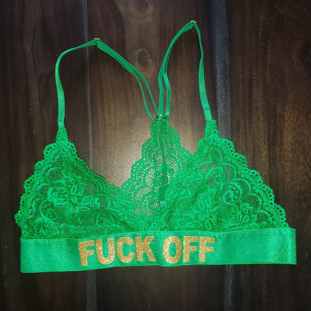 Green and Gold Lace Bralette